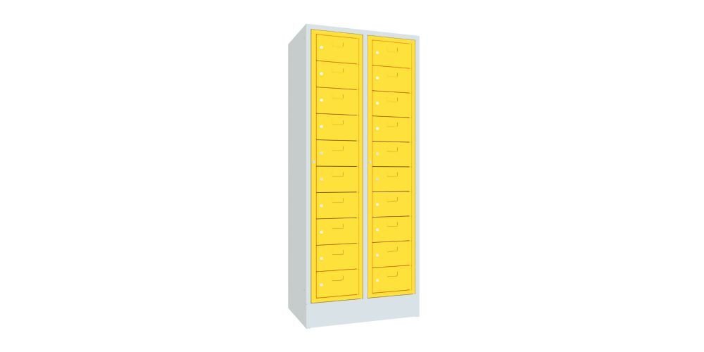 Produktbild Schließfachschrank mit Sockel, 1850x770x500 mm, 20 Fächer, RAL 7035/1018 bild 2