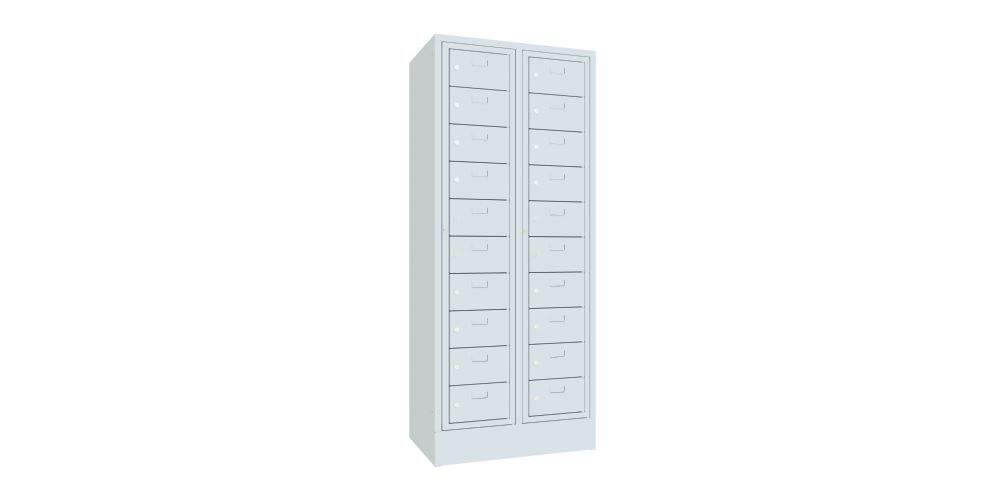 Produktbild Schließfachschrank mit Sockel, 1850x770x500 mm, 20 Fächer, RAL 7035 bild 2