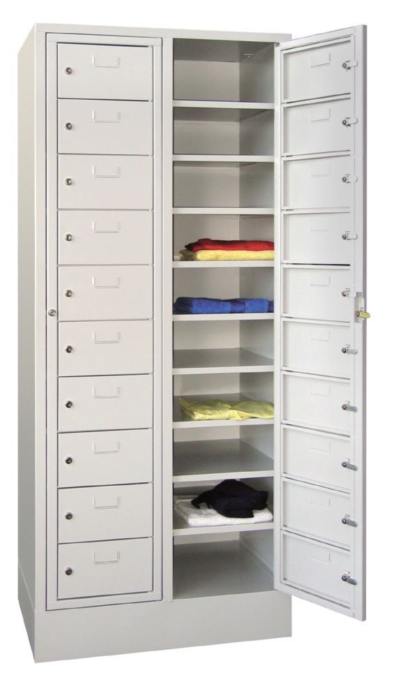 Produktbild Schließfachschrank mit Sockel, 1850x770x500 mm, 20 Fächer, RAL 7035 bild 3