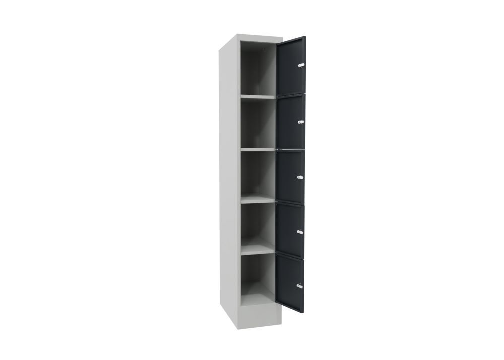 Produktbild Schließfachschrank mit Sockel, 1850x300x500 mm, 5 Fächer, RAL 7035/7016 bild 3