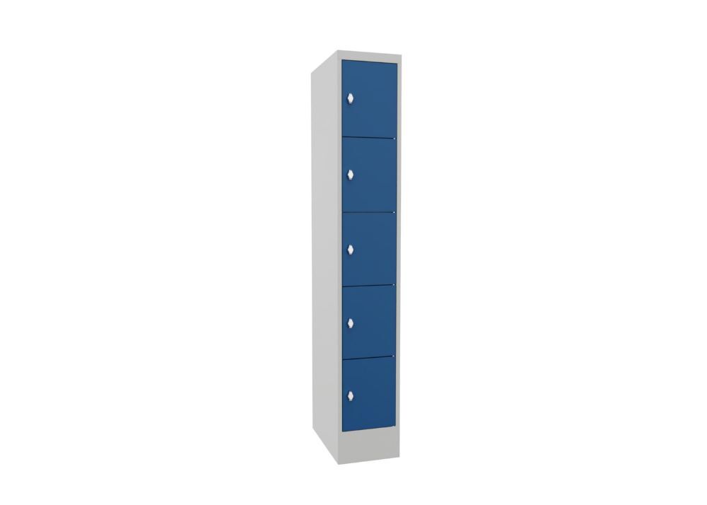 Produktbild Schließfachschrank mit Sockel, 1850x300x500 mm, 5 Fächer, RAL 7035/5010 bild 2
