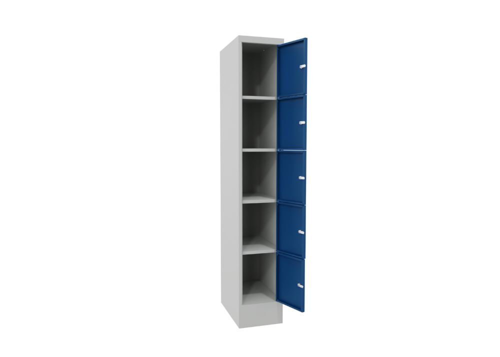 Produktbild Schließfachschrank mit Sockel, 1850x300x500 mm, 5 Fächer, RAL 7035/5010 bild 3