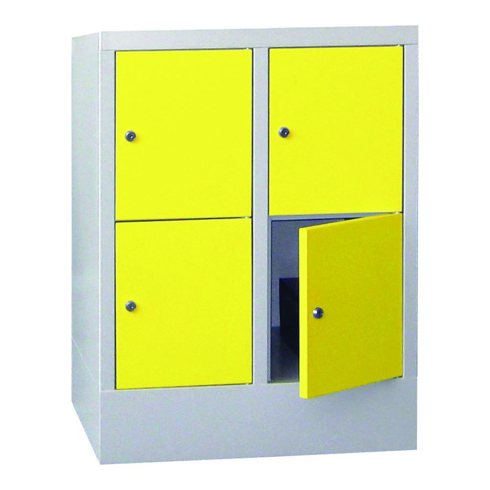 Produktbild PAVOY Schließfachschrank mit Sockel 855x600x500 mm 4 Fächer RAL 7035/1018