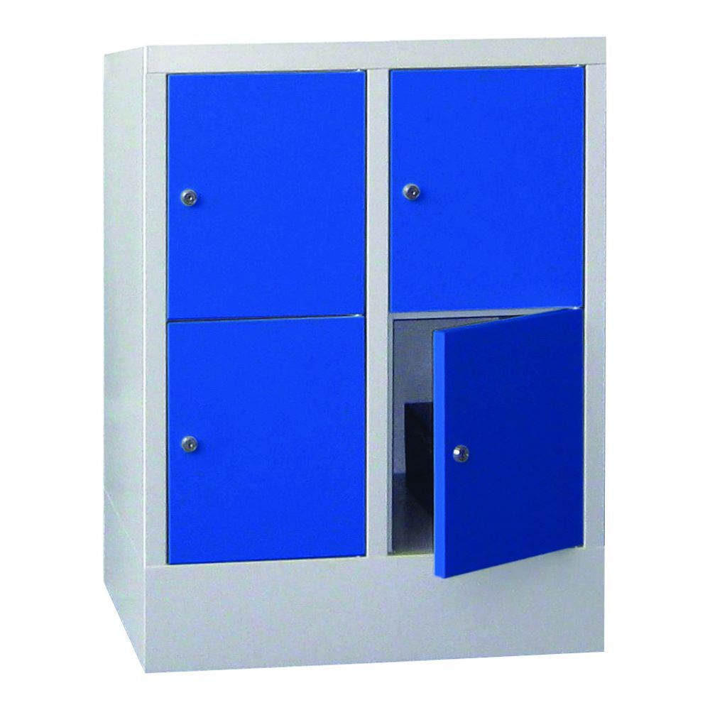 Produktbild PAVOY Schließfachschrank mit Sockel 855x600x500 mm 4 Fächer RAL 7035/5010