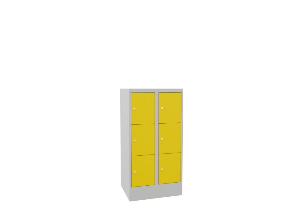 Produktbild Schließfachschrank mit Sockel, 1187x600x500 mm, 6 Fächer, RAL 7035/1018 bild 2