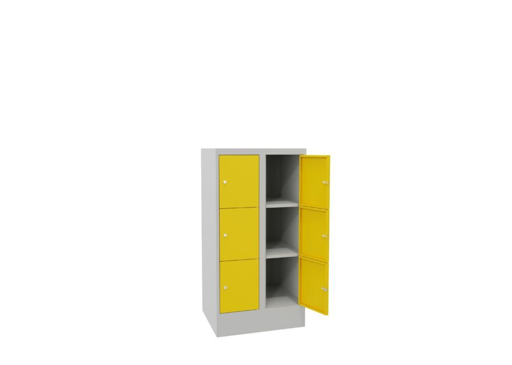 Produktbild Schließfachschrank mit Sockel, 1187x600x500 mm, 6 Fächer, RAL 7035/1018 bild 3