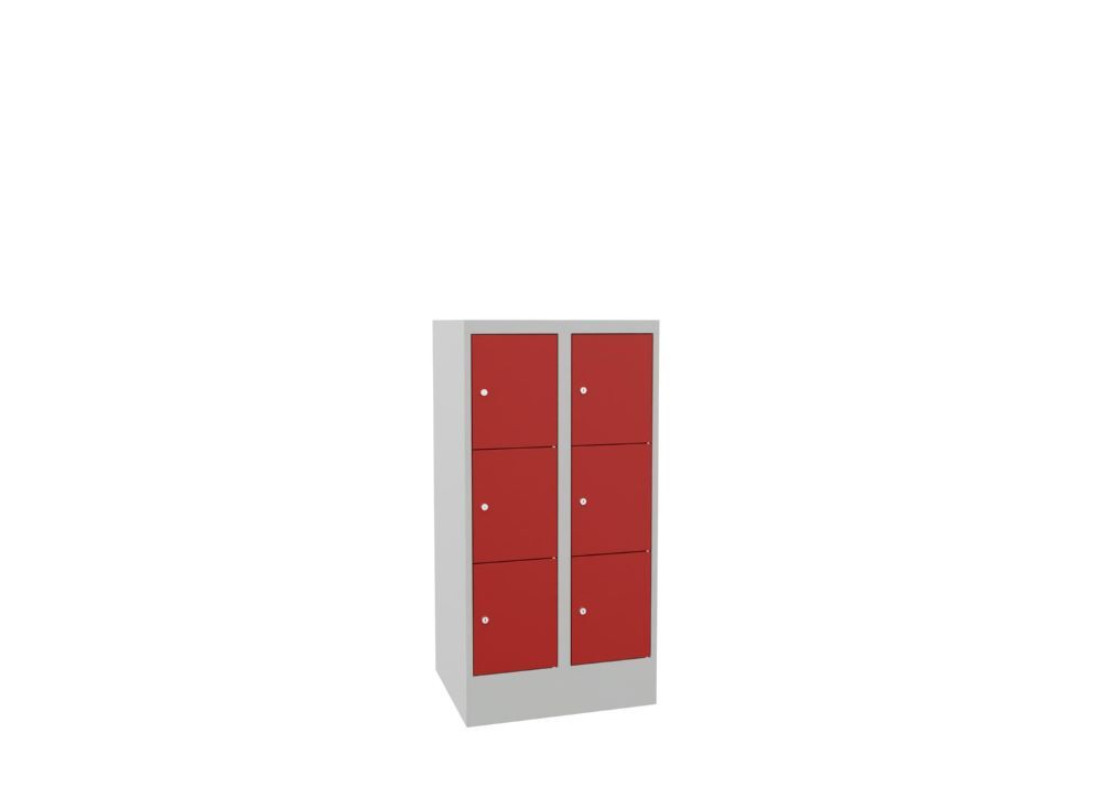 Produktbild Schließfachschrank mit Sockel, 1187x600x500 mm, 6 Fächer, RAL 7035/3000 bild 2