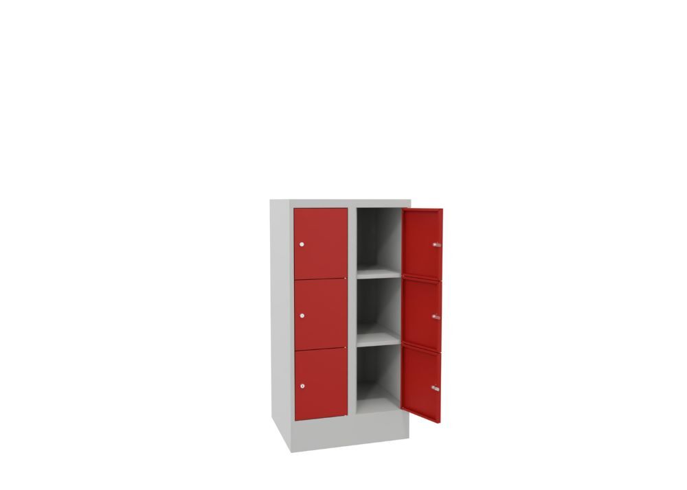 Produktbild Schließfachschrank mit Sockel, 1187x600x500 mm, 6 Fächer, RAL 7035/3000 bild 3