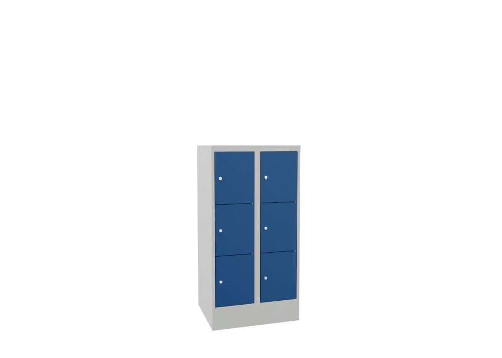 Produktbild Schließfachschrank mit Sockel, 1187x600x500 mm, 6 Fächer, RAL 7035/5010 bild 2