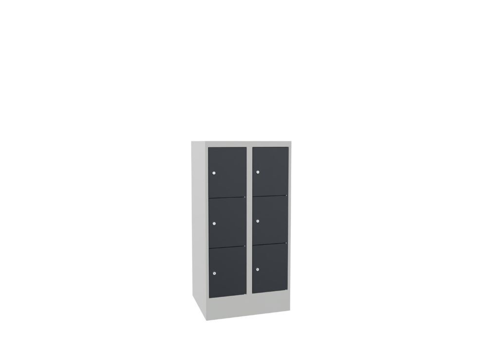 Produktbild Schließfachschrank mit Sockel, 1187x600x500 mm, 6 Fächer, RAL 7035/7016 bild 2