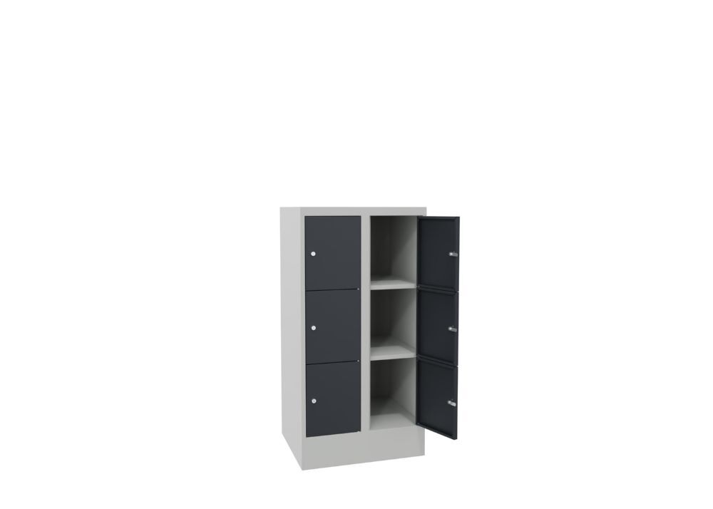 Produktbild Schließfachschrank mit Sockel, 1187x600x500 mm, 6 Fächer, RAL 7035/7016 bild 3