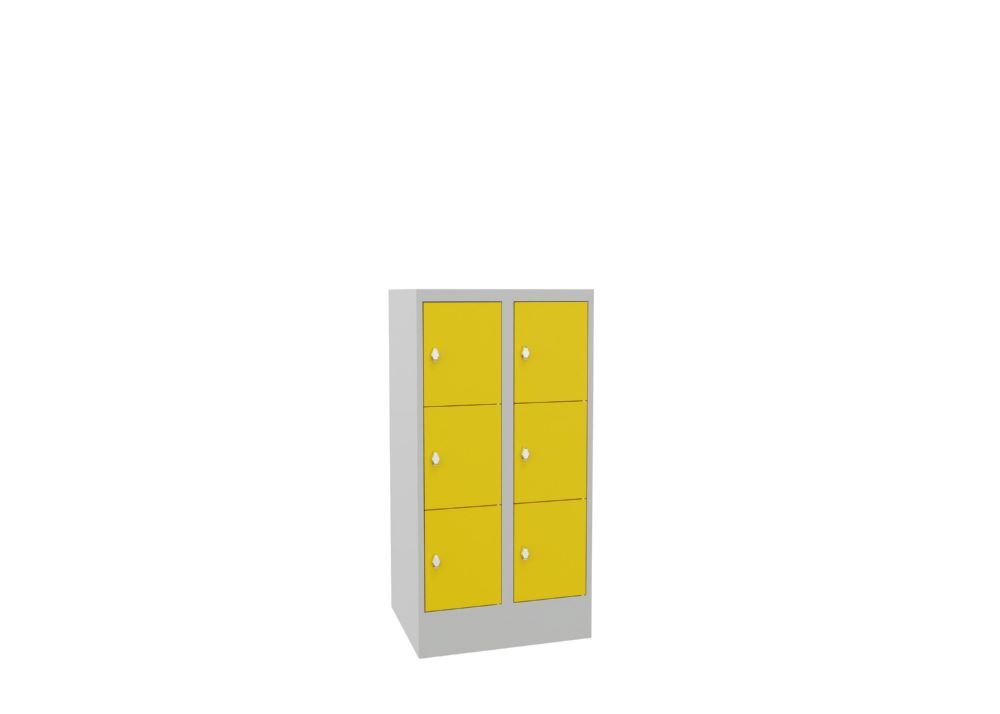 Produktbild Schließfachschrank mit Sockel, 1187x600x500 mm, 6 Fächer, RAL 7035/1018 bild 2