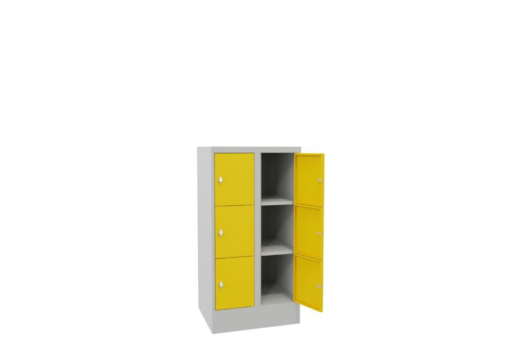 Produktbild Schließfachschrank mit Sockel, 1187x600x500 mm, 6 Fächer, RAL 7035/1018 bild 3