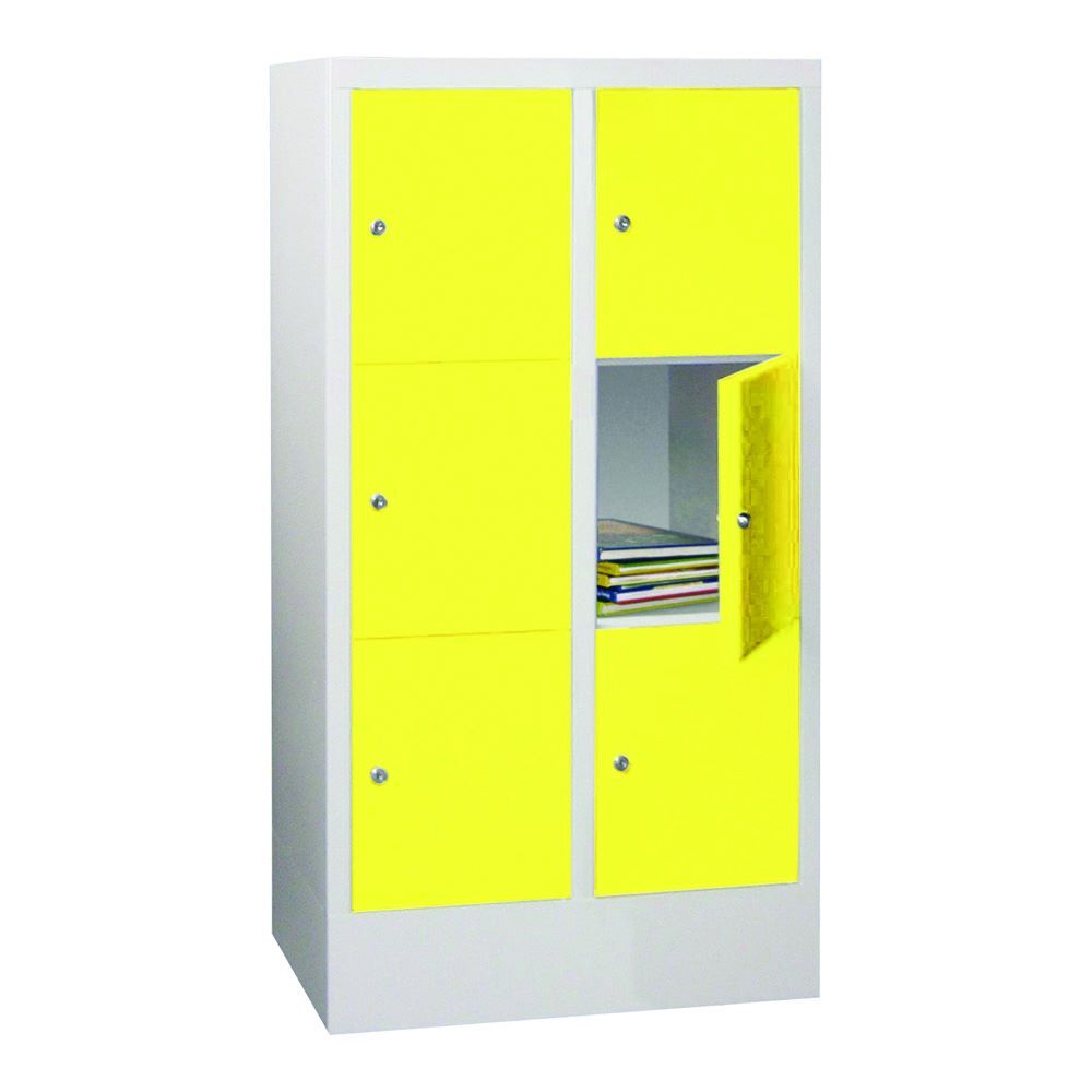 Produktbild PAVOY Schließfachschrank mit Sockel 1187x600x500 mm 6 Fächer RAL 7035/1018