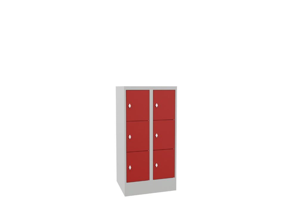 Produktbild Schließfachschrank mit Sockel, 1187x600x500 mm, 6 Fächer, RAL 7035/3000 bild 2