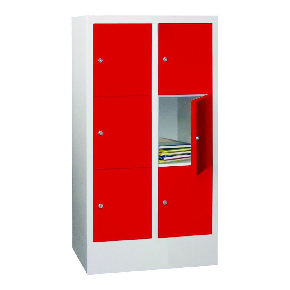 Produktbild PAVOY Schließfachschrank mit Sockel 1187x600x500 mm 6 Fächer RAL 7035/3000