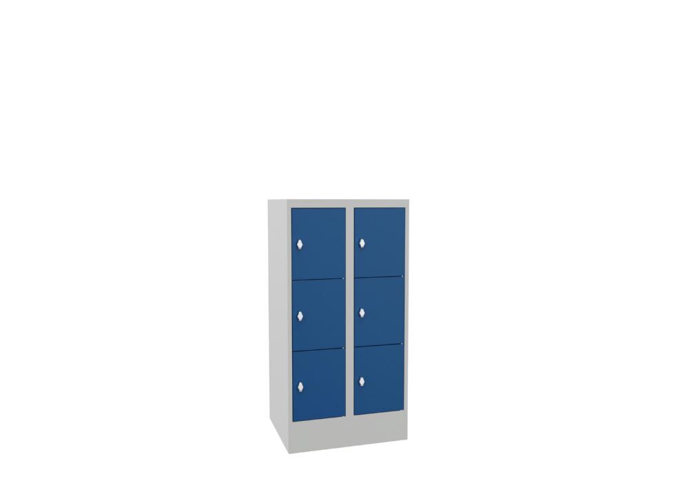 Produktbild Schließfachschrank mit Sockel, 1187x600x500 mm, 6 Fächer, RAL 7035/5010 bild 2