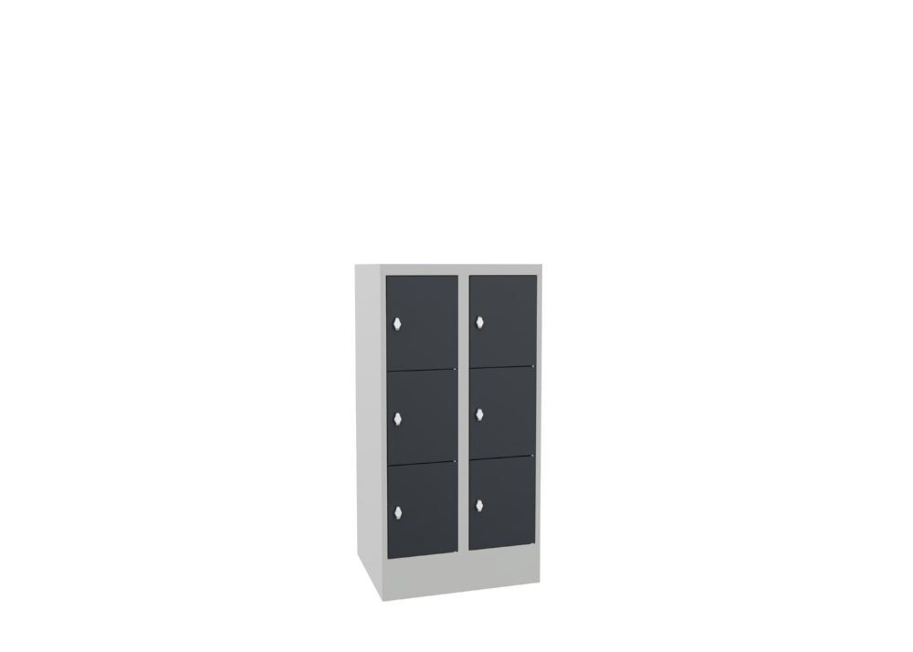 Produktbild Schließfachschrank mit Sockel, 1187x600x500 mm, 6 Fächer, RAL 7035/7016 bild 2