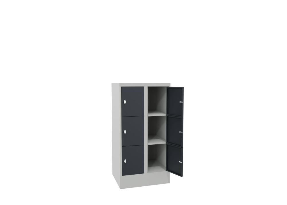 Produktbild Schließfachschrank mit Sockel, 1187x600x500 mm, 6 Fächer, RAL 7035/7016 bild 3