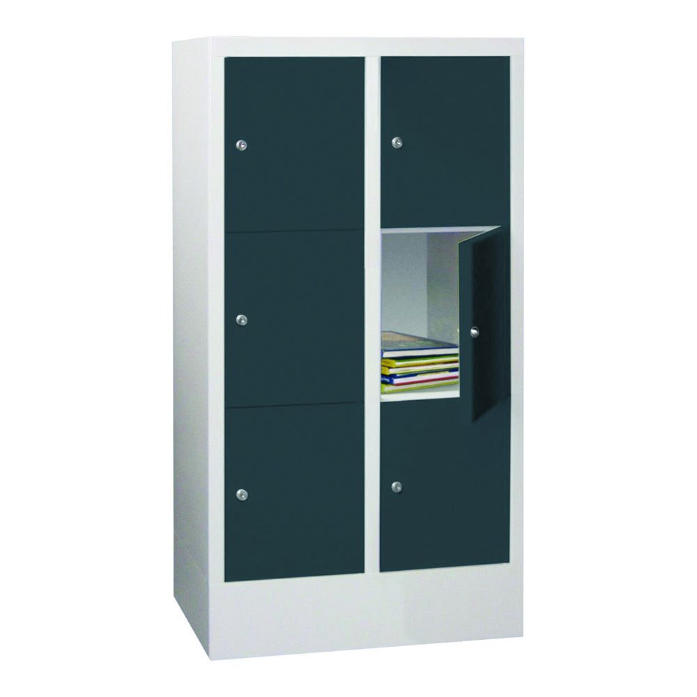 Produktbild PAVOY Schließfachschrank mit Sockel 1187x600x500 mm 6 Fächer RAL 7035/7016