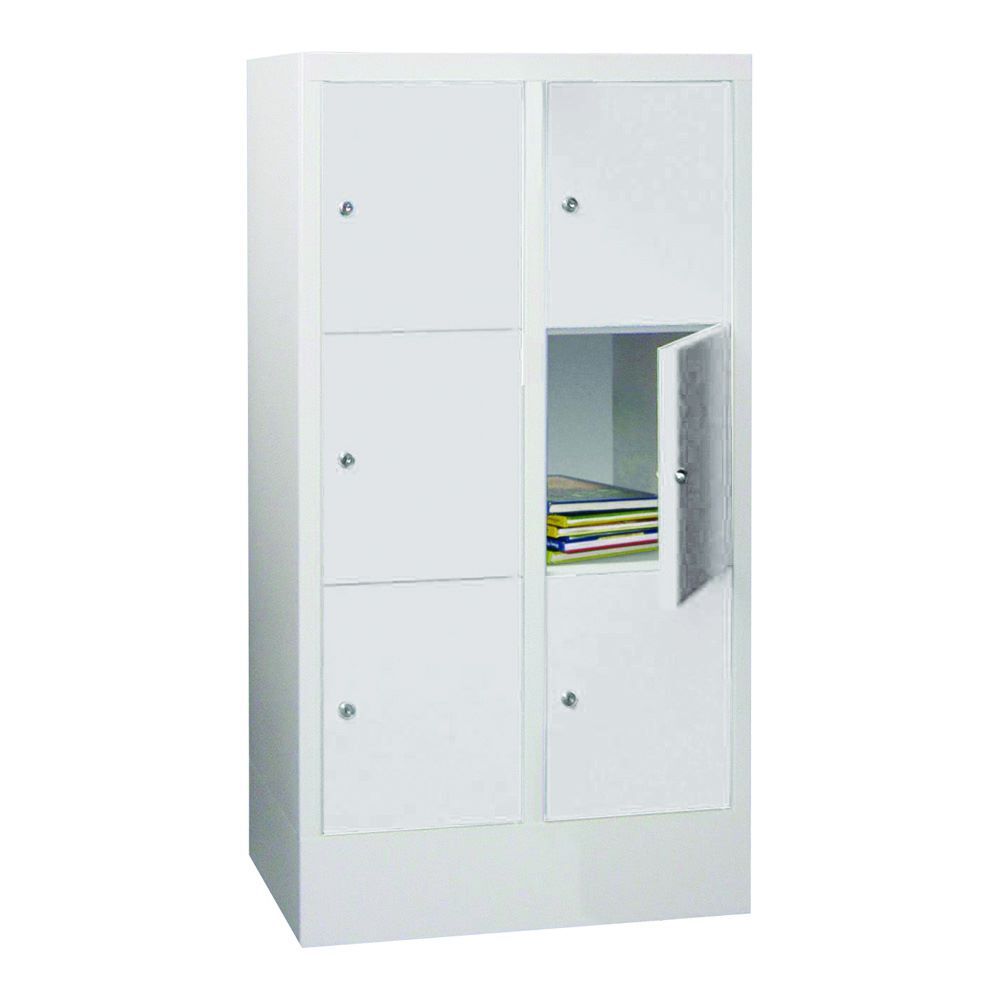 Produktbild PAVOY Schließfachschrank mit Sockel 1187x600x500 mm 6 Fächer RAL 7035
