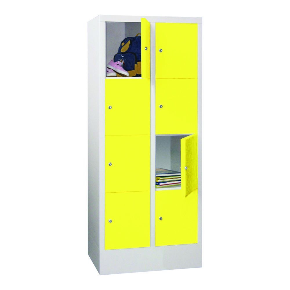 Produktbild PAVOY Schließfachschrank mit Sockel 1518x600x500 mm 8 Fächer RAL 7035/1018