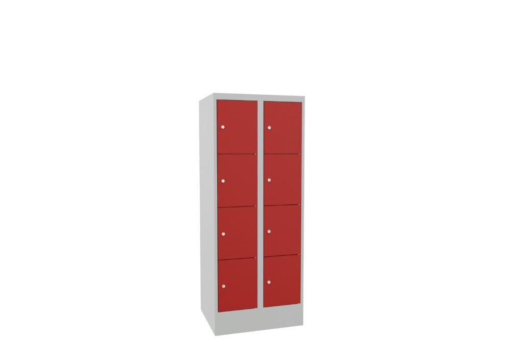 Produktbild Schließfachschrank mit Sockel, 1518x600x500 mm, 8 Fächer, RAL 7035/3000 bild 2