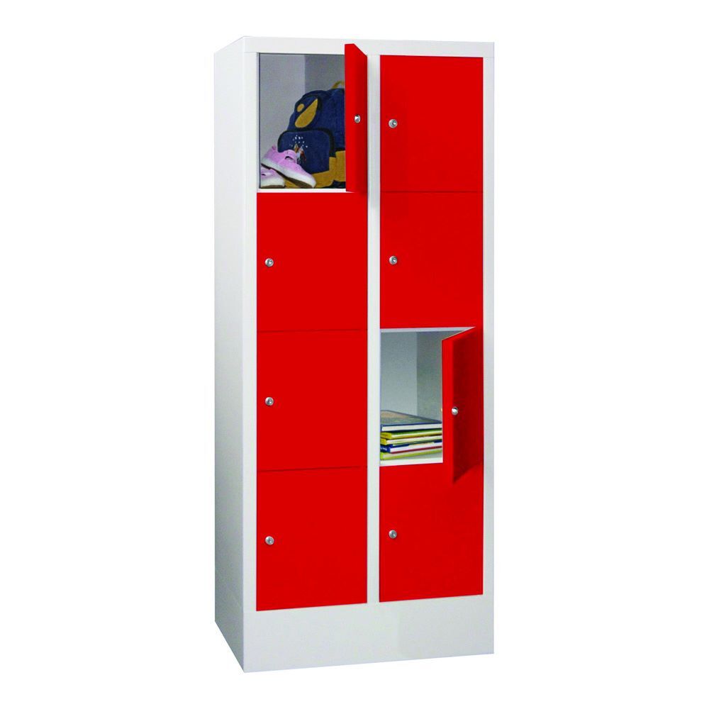 Produktbild PAVOY Schließfachschrank mit Sockel 1518x600x500 mm 8 Fächer RAL 7035/3000