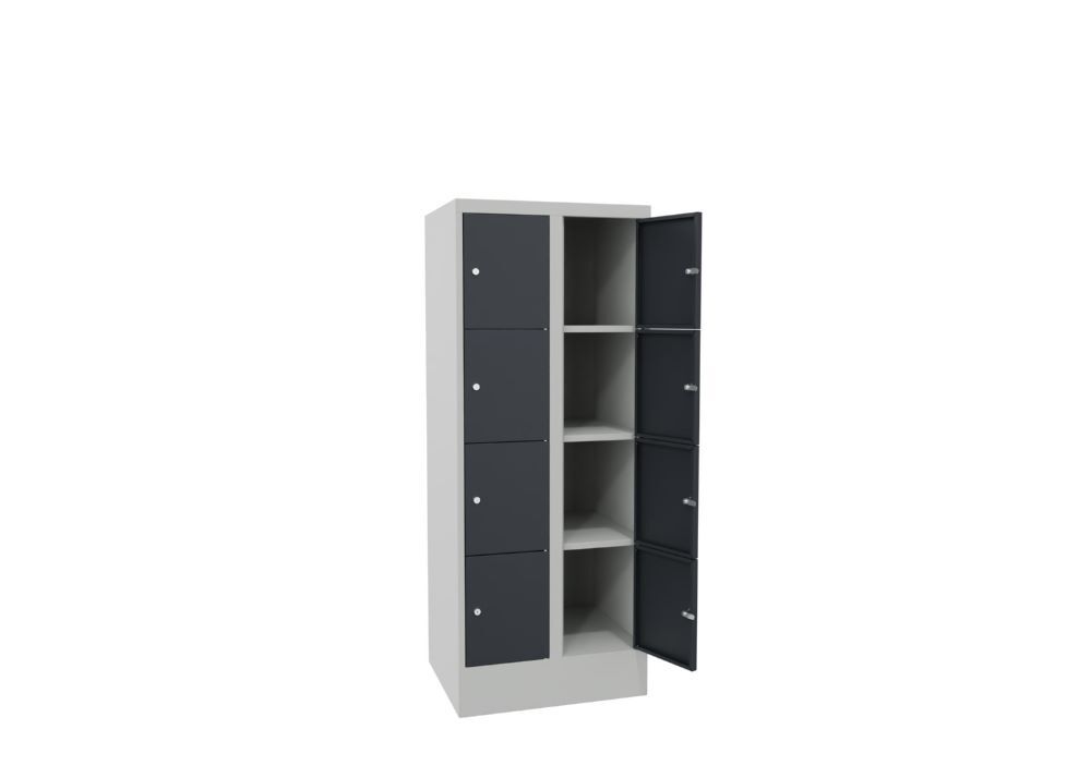 Produktbild Schließfachschrank mit Sockel, 1518x600x500 mm, 8 Fächer, RAL 7035/7016 bild 3