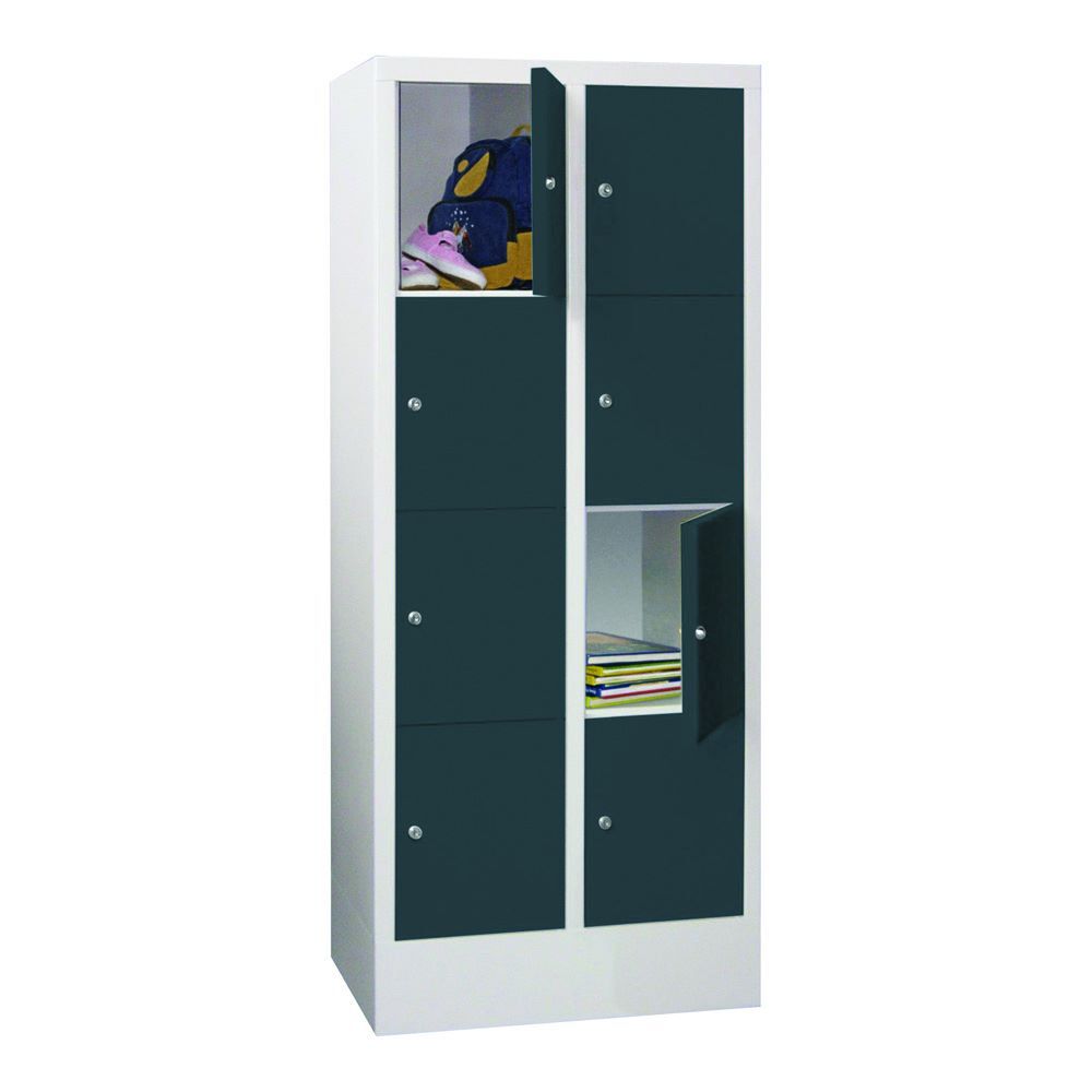 Produktbild PAVOY Schließfachschrank mit Sockel 1518x600x500 mm 8 Fächer RAL 7035/7016