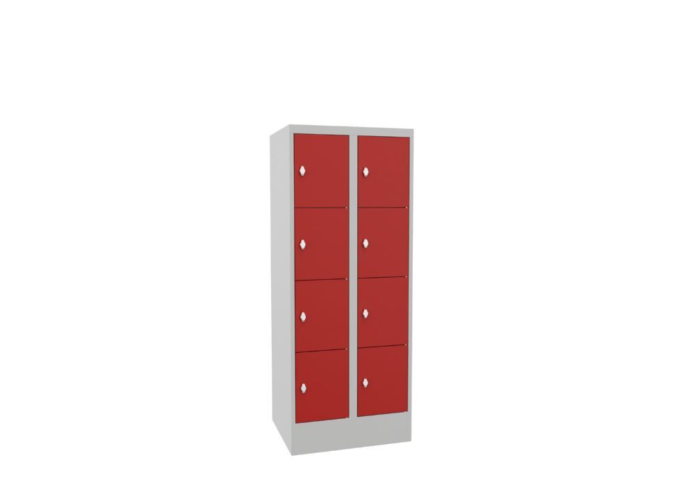 Produktbild Schließfachschrank mit Sockel, 1518x600x500 mm, 8 Fächer, RAL 7035/3000 bild 2
