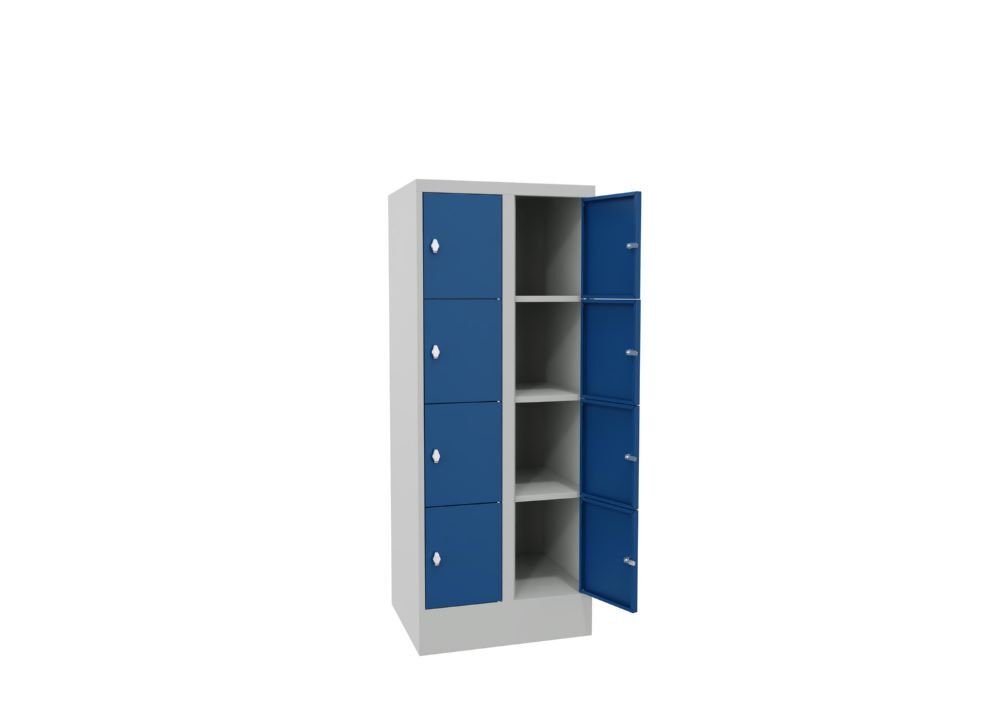 Produktbild Schließfachschrank mit Sockel, 1518x600x500 mm, 8 Fächer, RAL 7035/5010 bild 3
