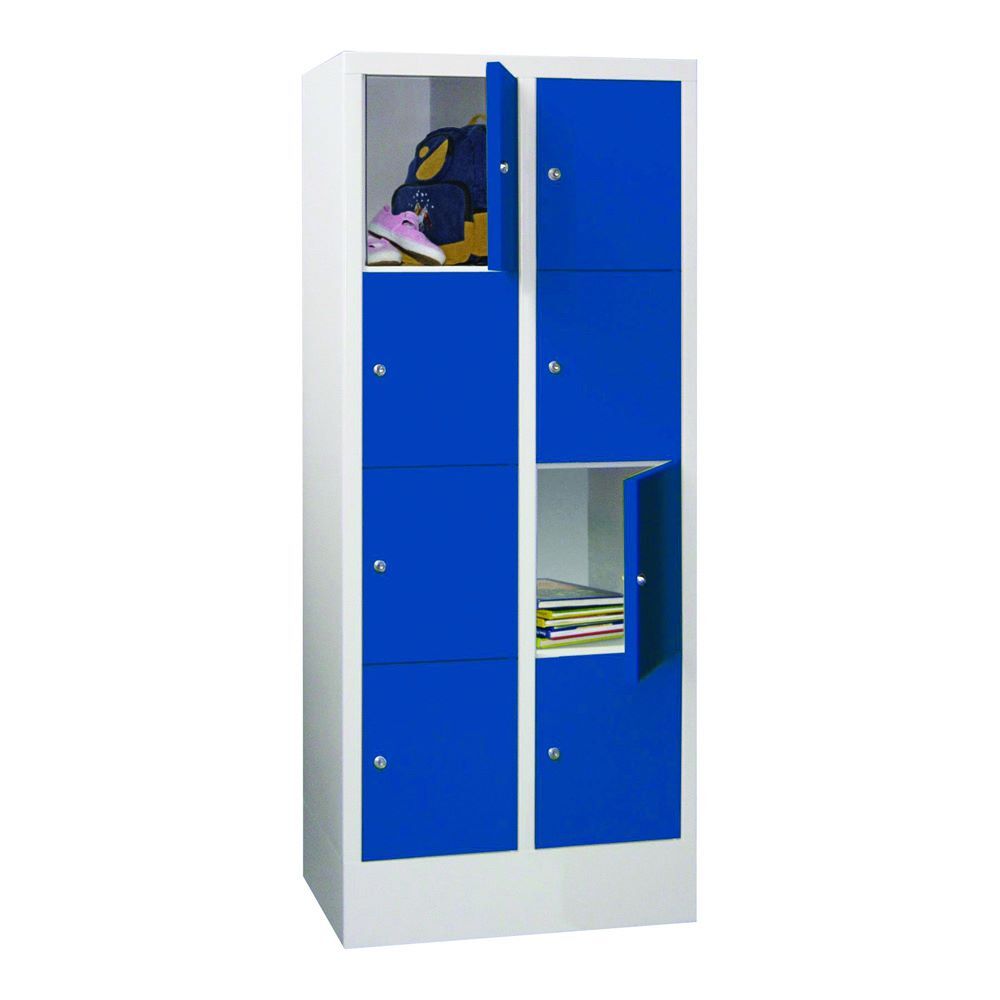 Produktbild PAVOY Schließfachschrank mit Sockel 1518x600x500 mm 8 Fächer RAL 7035/5010