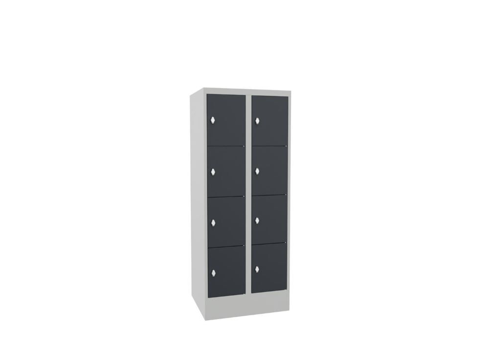 Produktbild Schließfachschrank mit Sockel, 1518x600x500 mm, 8 Fächer, RAL 7035/7016 bild 2