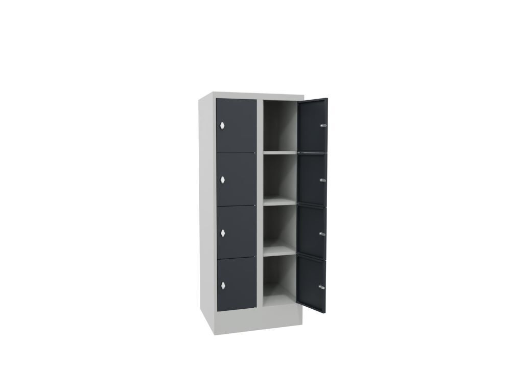 Produktbild Schließfachschrank mit Sockel, 1518x600x500 mm, 8 Fächer, RAL 7035/7016 bild 3