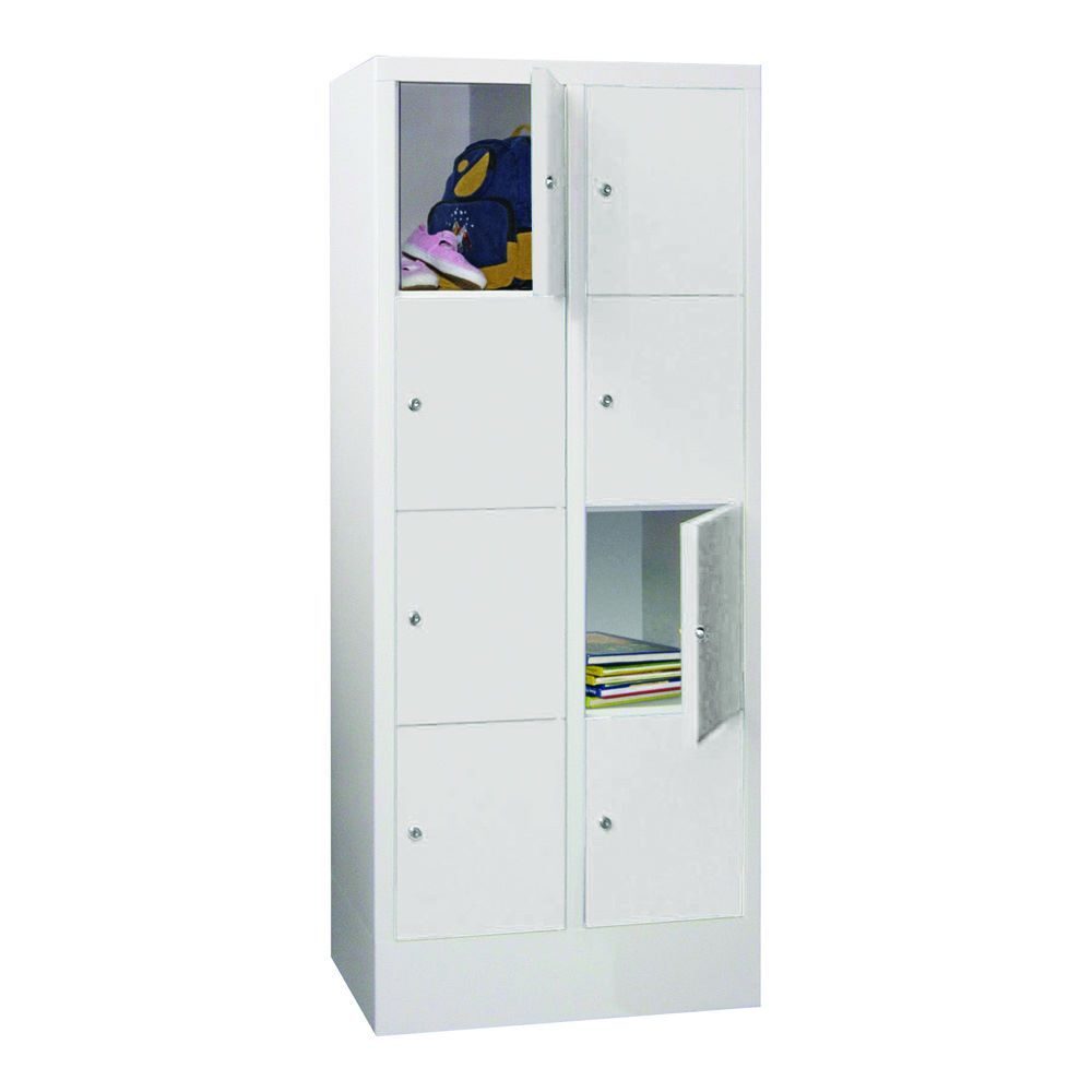 Produktbild PAVOY Schließfachschrank mit Sockel 1518x600x500 mm 8 Fächer RAL 7035