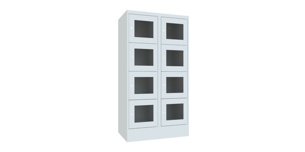Produktbild PAVOY Schließfachschrank mit Sockel 1518x800x500 mm 8 Fächer RAL 7035