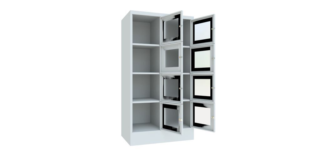 Produktbild Schließfachschrank mit Sockel, 1518x800x500 mm, 8 Fächer, RAL 7035 bild 2