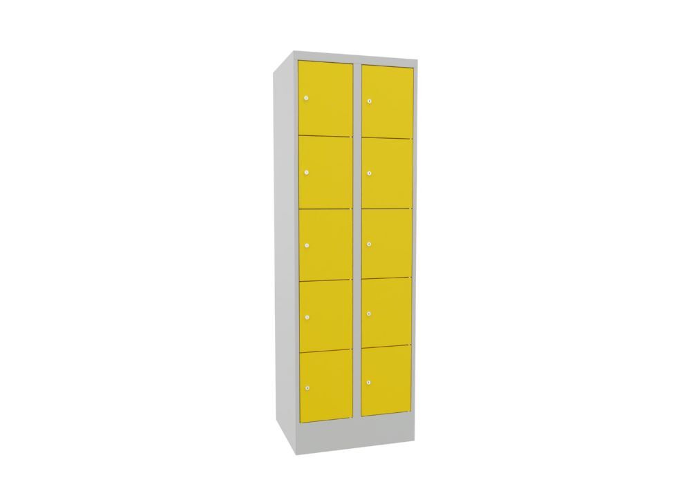 Produktbild Schließfachschrank mit Sockel, 1850x600x500 mm, 10 Fächer, RAL 7035/1018 bild 2