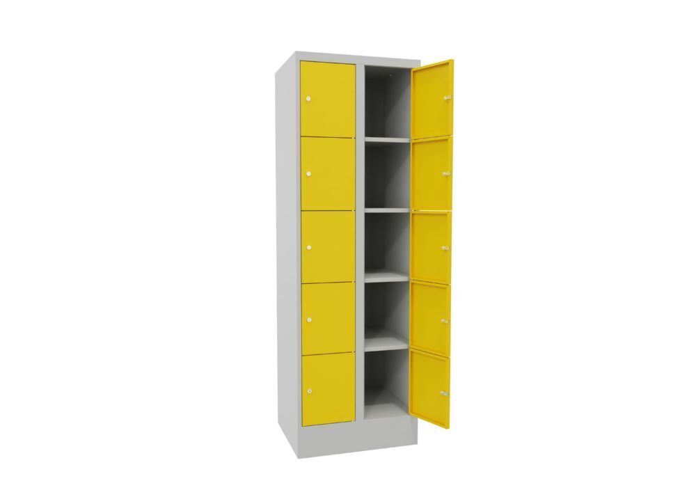 Produktbild Schließfachschrank mit Sockel, 1850x600x500 mm, 10 Fächer, RAL 7035/1018 bild 3