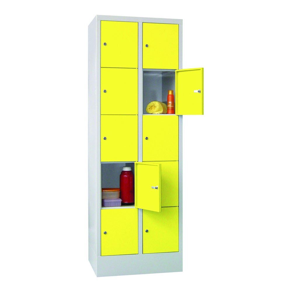 Produktbild PAVOY Schließfachschrank mit Sockel 1850x600x500 mm 10 Fächer RAL 7035/1018