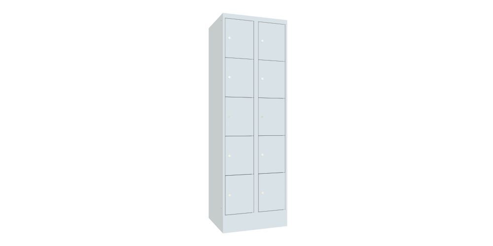 Produktbild Schließfachschrank mit Sockel, 1850x600x500 mm, 10 Fächer, RAL 7035 bild 2
