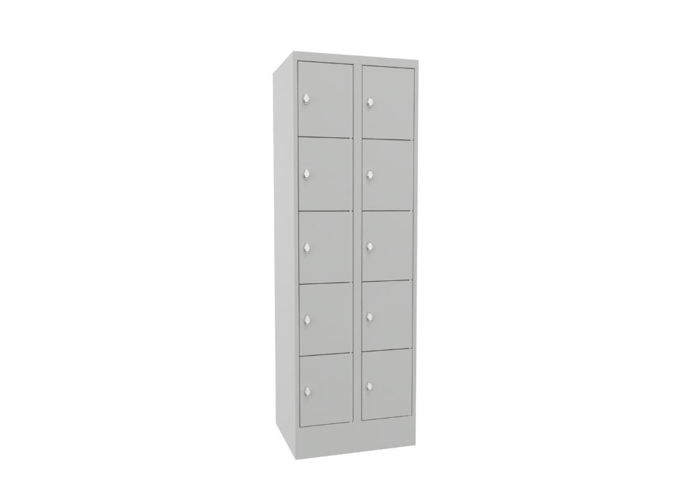 Produktbild Schließfachschrank mit Sockel, 1850x600x500 mm, 10 Fächer, RAL 7035 bild 2