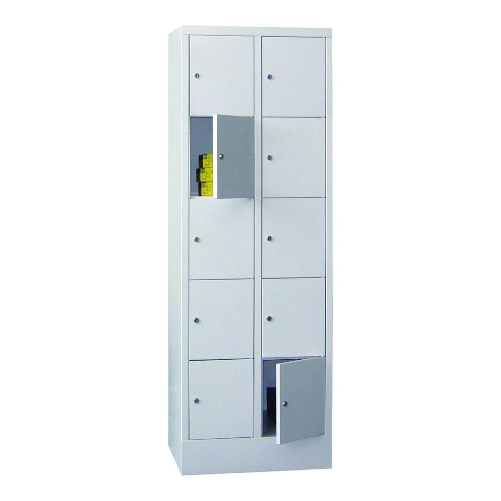 Produktbild PAVOY Schließfachschrank mit Sockel 1850x600x500 mm 10 Fächer RAL 7035