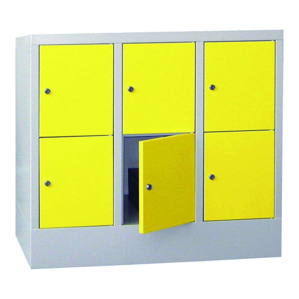Produktbild PAVOY Schließfachschrank mit Sockel 855x900x500 mm 6 Fächer RAL 7035/1018