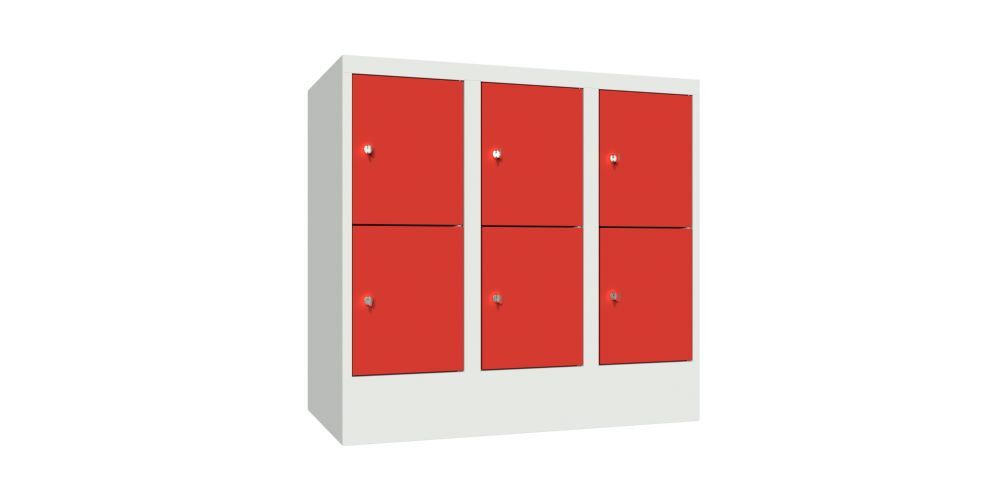 Produktbild Schließfachschrank mit Sockel, 855x900x500 mm, 6 Fächer, RAL 7035/3000 bild 2