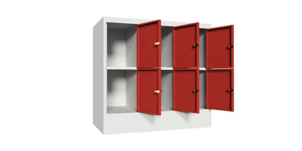 Produktbild Schließfachschrank mit Sockel, 855x900x500 mm, 6 Fächer, RAL 7035/3000 bild 3