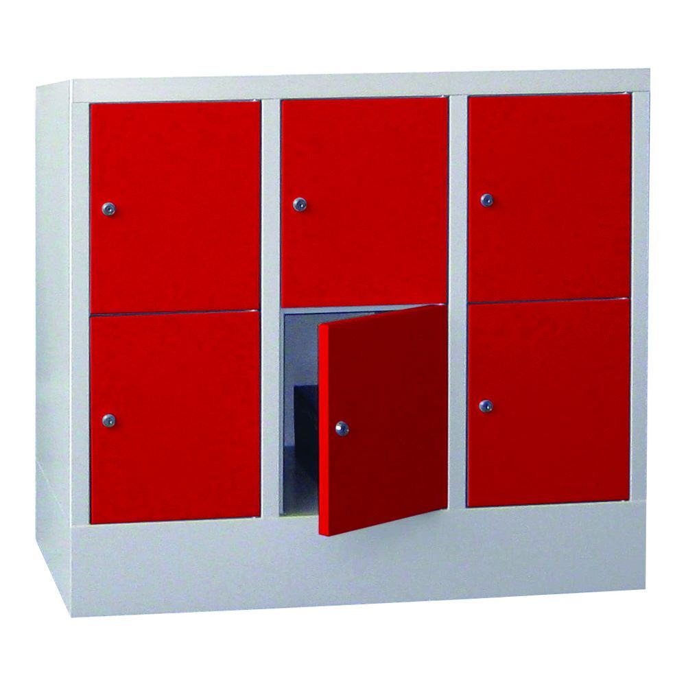 Produktbild PAVOY Schließfachschrank mit Sockel 855x900x500 mm 6 Fächer RAL 7035/3000