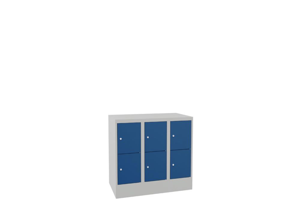 Produktbild Schließfachschrank mit Sockel, 855x900x500 mm, 6 Fächer, RAL 7035/5010 bild 2
