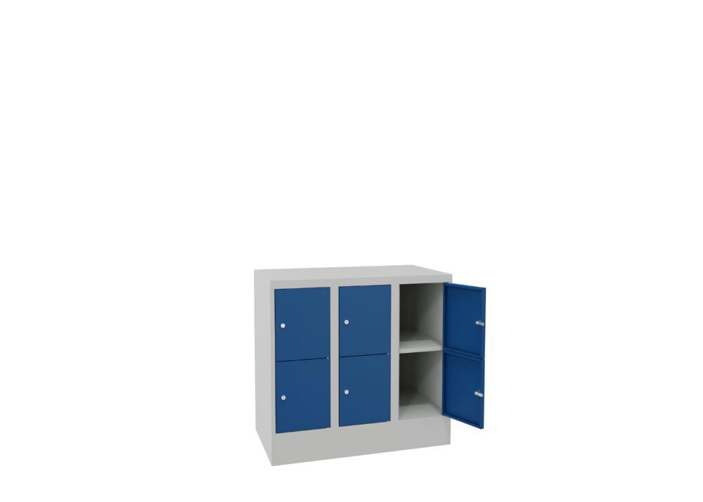 Produktbild Schließfachschrank mit Sockel, 855x900x500 mm, 6 Fächer, RAL 7035/5010 bild 3